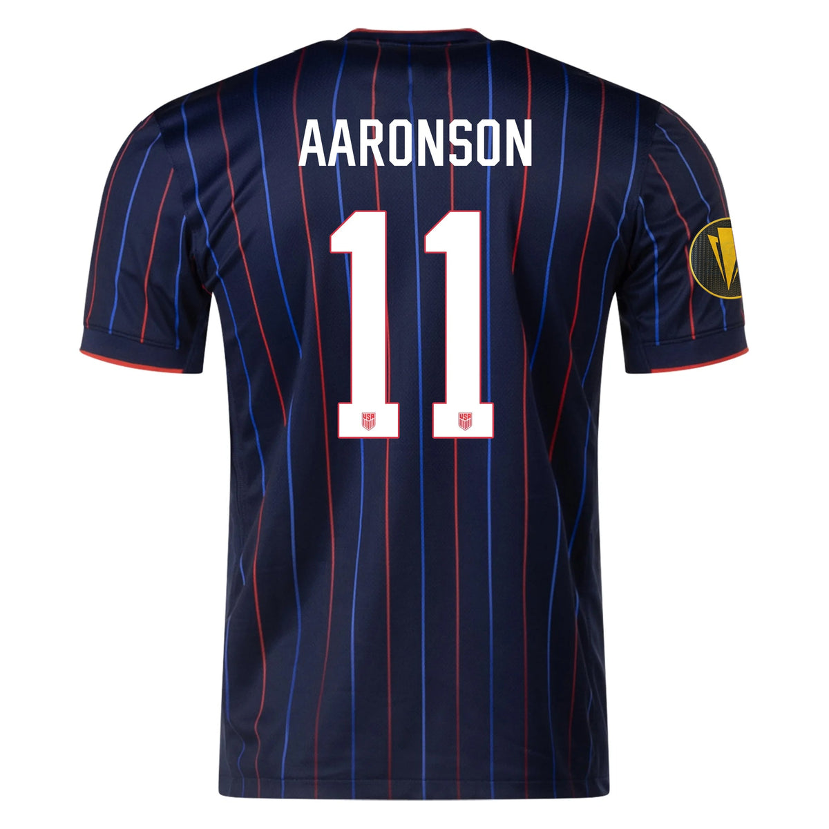 Nike Brenden Aaronson United States Away Jersey 25/26 w/ Gold Cup Patch 2025 (Obsidian/Challenge Red) | SoccerWearhouse