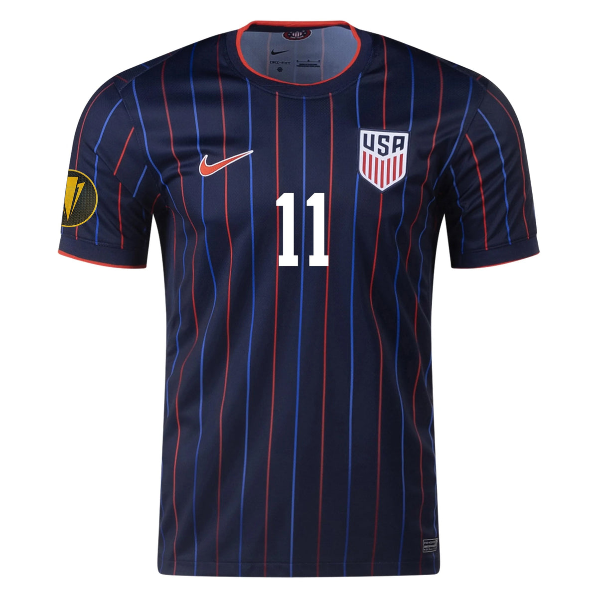 Nike Brenden Aaronson United States Away Jersey 25/26 w/ Gold Cup Patch 2025 (Obsidian/Challenge Red) | SoccerWearhouse