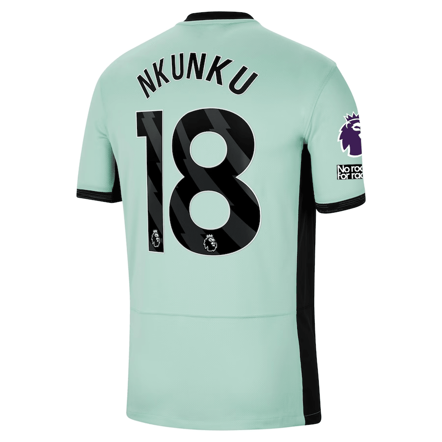 Nike Chelsea Christopher Nkunku Third Jersey w/ EPL + No Room For Racism Patches 23/24 (Mint Foam/Black) | SoccerWearhouse