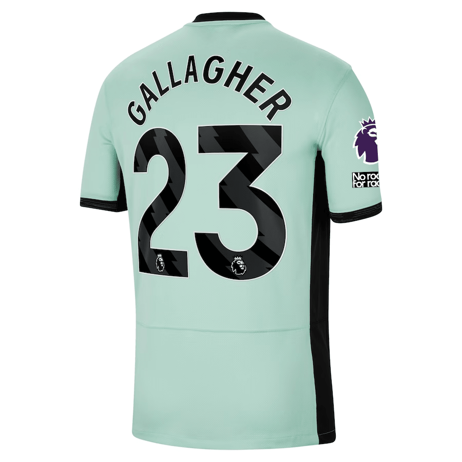 Nike Chelsea Connor Gallagher Third Jersey w/ EPL + No Room For Racism Patches 23/24 (Mint Foam/Black) | SoccerWearhouse