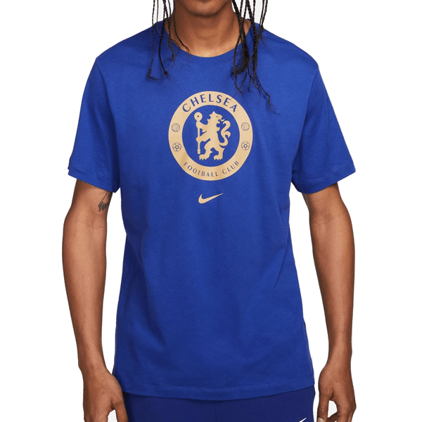 Nike Chelsea Crest T-Shirt 23/24 (Royal Blue/Gold) | SoccerWearhouse