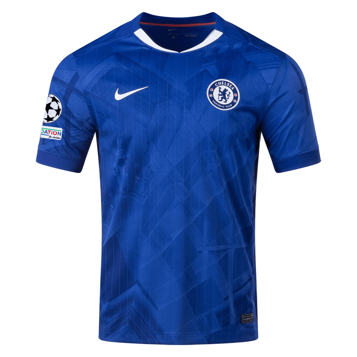 Nike Chelsea Home Jersey 25/26 w/ Champions League Patches (Rush Blue/White/Speed Red) | SoccerWearhouse