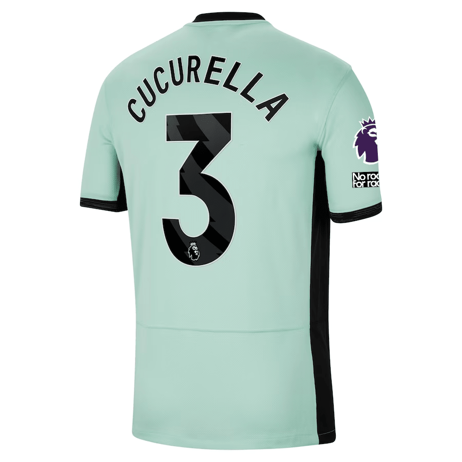 Nike Chelsea Marc Cucurella Third Jersey w/ EPL + No Room For Racism Patches 23/24 (Mint Foam/Black) | SoccerWearhouse
