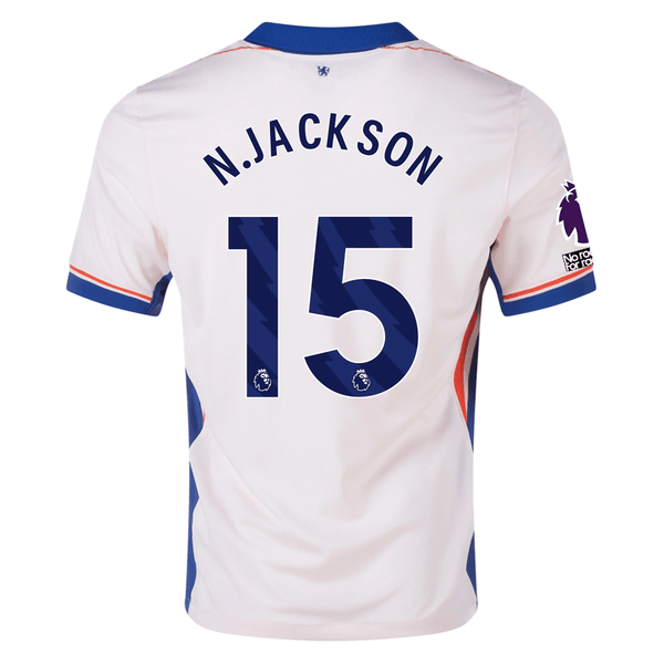 Nike Chelsea Nicolas Jackson Away Jersey w/ EPL + No Room For Racism P Nike Chelsea Nicolas Jackson Away Jersey w/ EPL + No Room For Racism P
