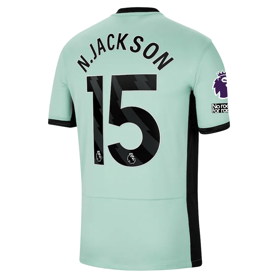 Nike Chelsea Nicolas Jackson Third Jersey w/ EPL + No Room For Racism Patches 23/24 (Mint Foam/Black) | SoccerWearhouse