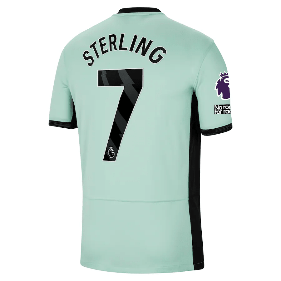 Nike Chelsea Raheem Sterling Third Jersey w/ EPL + No Room For Racism Patches 23/24 (Mint Foam/Black) | SoccerWearhouse