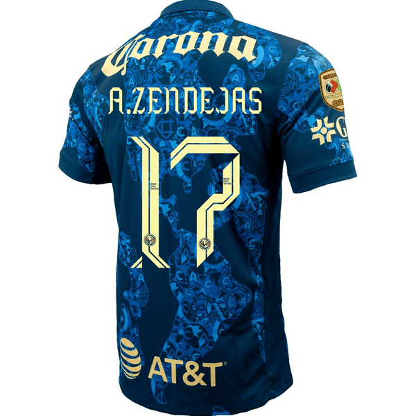 Nike Club America Alejandro Zendejas Away Jersey w/ Liga MX C24 Patch 24/25 (Valerian Blue/Lemon Chiffon) | SoccerWearhouse