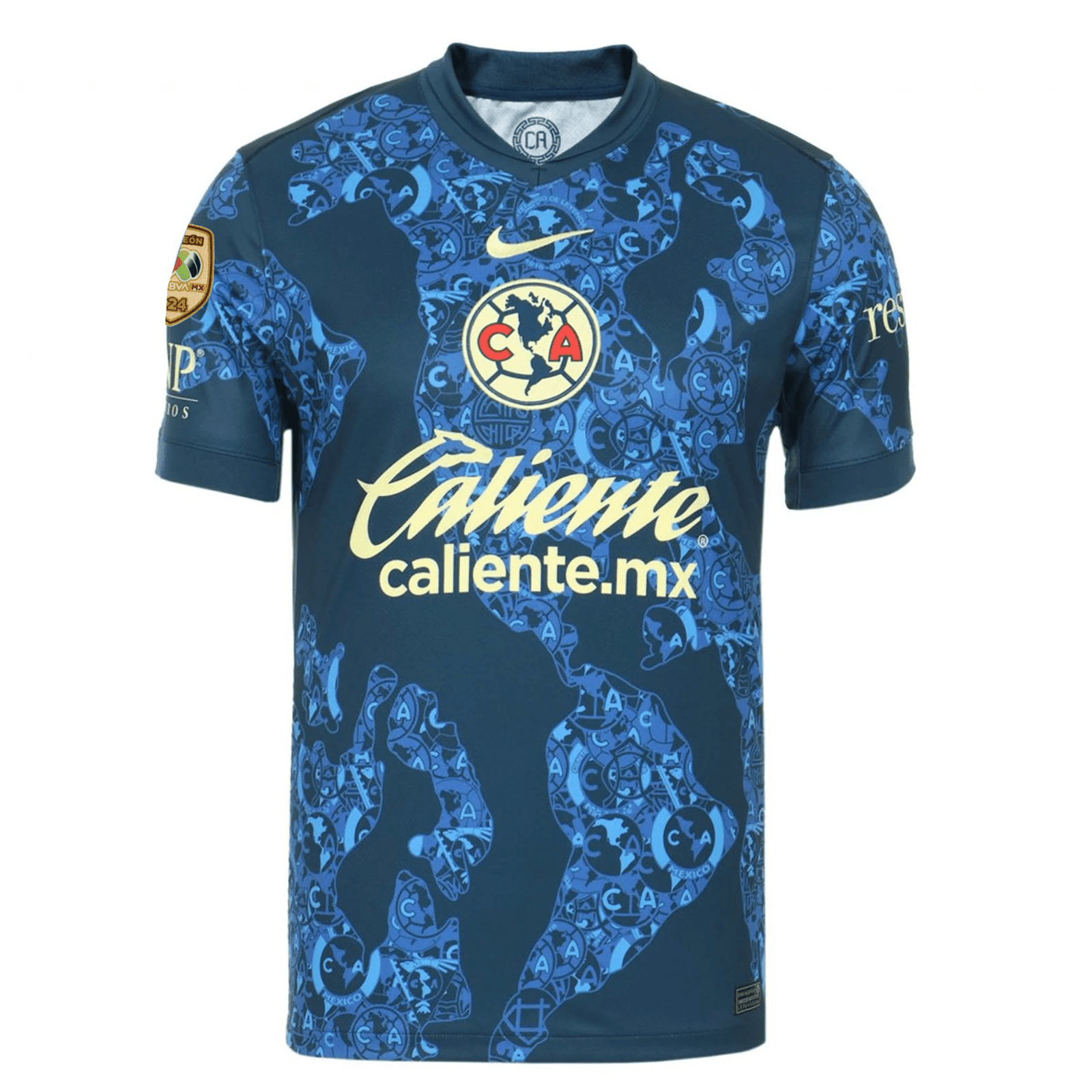 Nike Club America Away Jersey w/ Liga MX C24 Patch 24/25 (Valerian Blue/Lemon Chiffon) | SoccerWearhouse