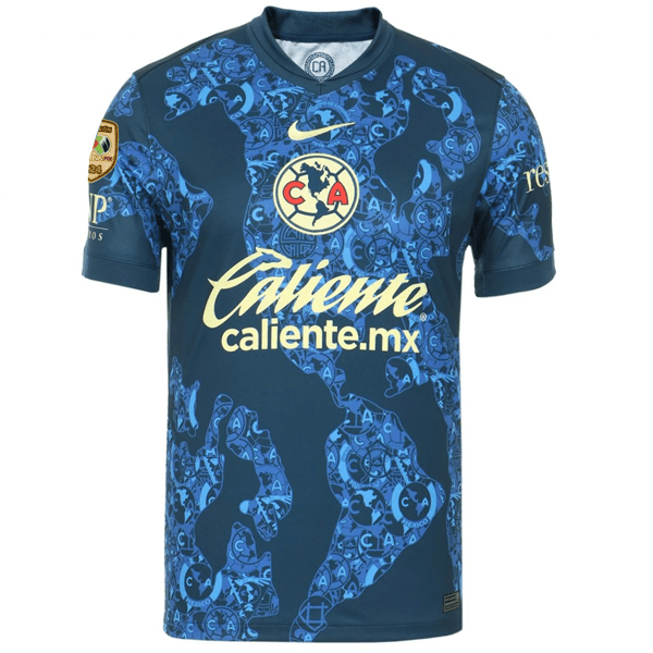 Nike Club America Fidalgo Away Jersey w/ Liga MX C24 Patch 24/25 (Valerian Blue/Lemon Chiffon) | SoccerWearhouse