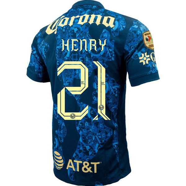 Nike Club America Henry Martin Away Jersey w/ Liga MX C24 Patch 24/25 (Valerian Blue/Lemon Chiffon) | SoccerWearhouse