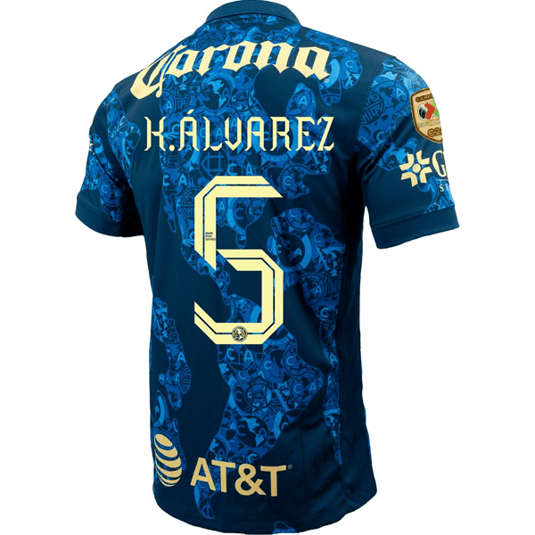 Nike Club America Kevin Álvarez Away Jersey w/ Liga MX C24 Patch 24/25 (Valerian Blue/Lemon Chiffon) | SoccerWearhouse