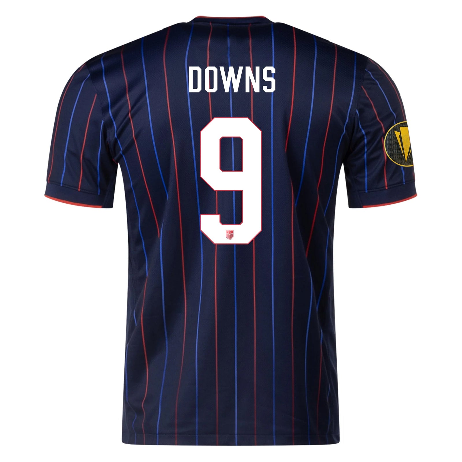 Nike Damion Downs United States Away Jersey 25/26 w/ Gold Cup Patch 2025 (Obsidian/Challenge Red) | SoccerWearhouse