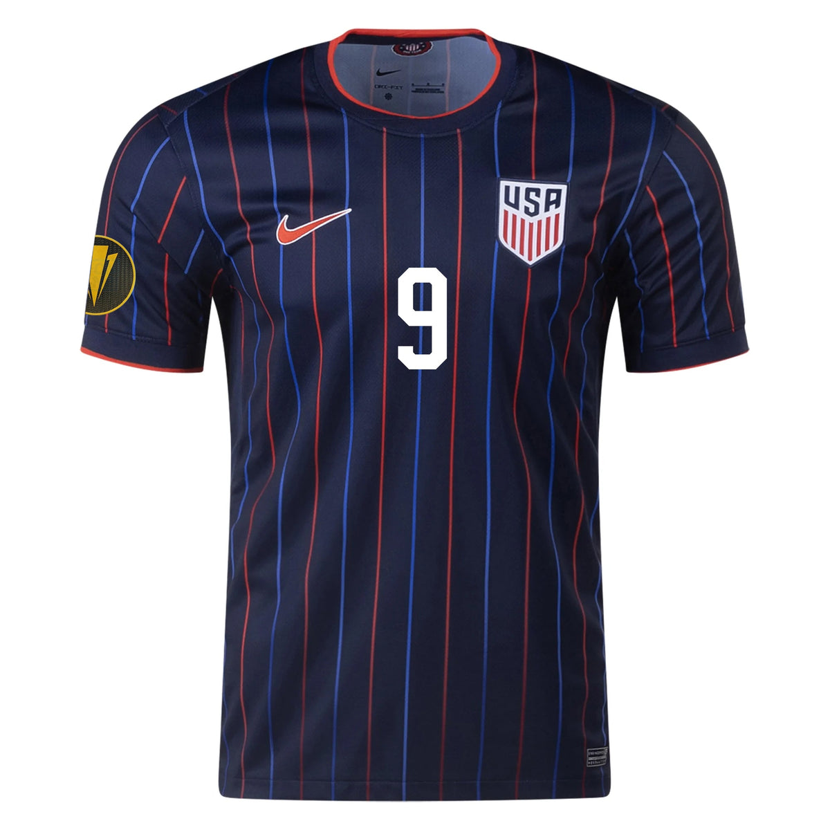 Nike Damion Downs United States Away Jersey 25/26 w/ Gold Cup Patch 2025 (Obsidian/Challenge Red) | SoccerWearhouse