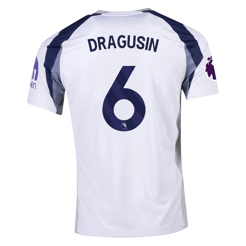 Nike Dragusin Tottenham Hotspurs Home Jersey w/ EPL + No Room For Racism Patch 25/26 (White/Iron/Binary Blue) | SoccerWearhouse