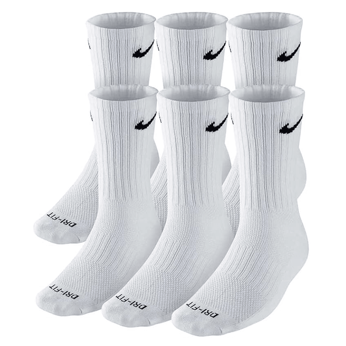 Nike Everyday Plus 6-Pack Crew Sock (White) | SoccerWearhouse
