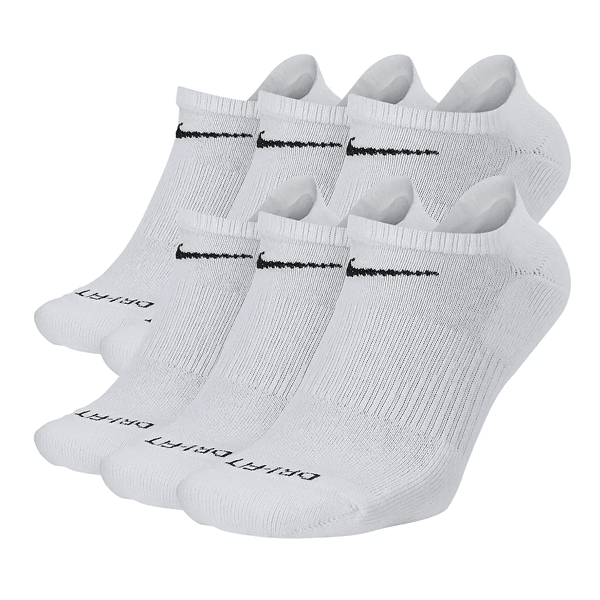 Nike Everyday Plus Cotton Cushioned No Show 6 Pack Socks (White) | SoccerWearhouse