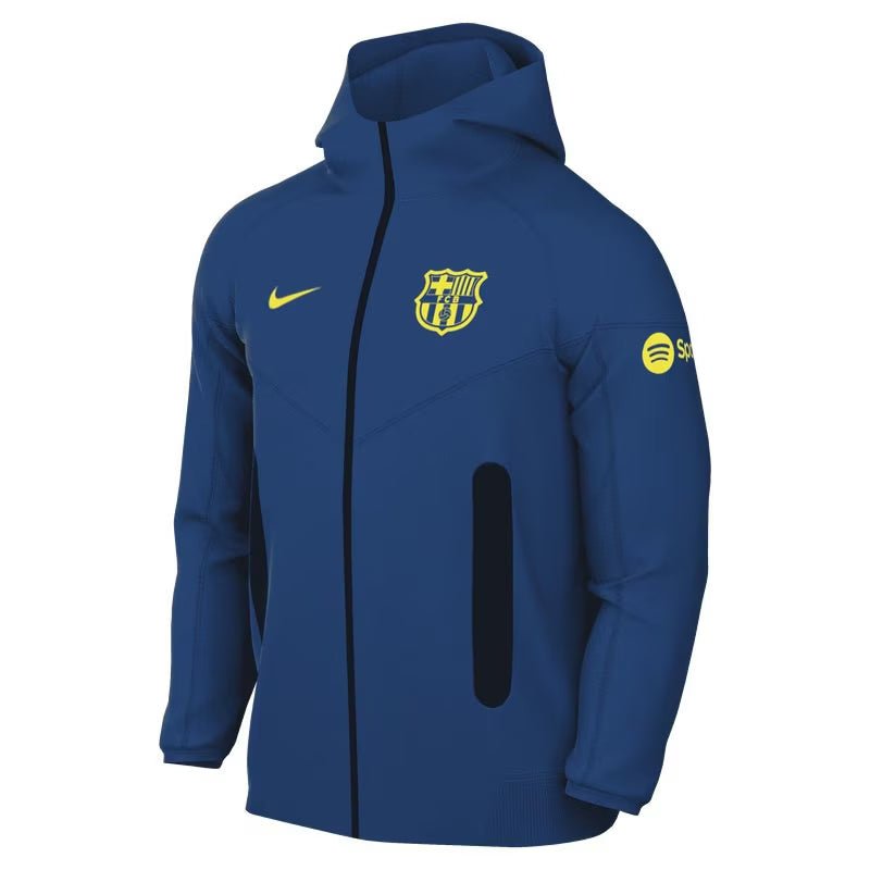 Nike FC Barcelona 25/26 Tech Fleece Special Edition Full Zip Hoodie (Gym Blue/Opti Yellow) | SoccerWearhouse