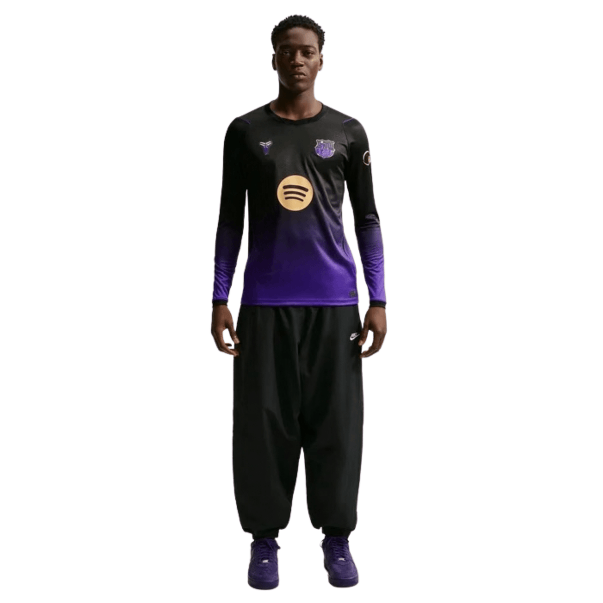 Nike FC Barcelona 26/27 Long Sleeve Away Soccer Jersey (Purple/Metallic Gold) | SoccerWearhouse
