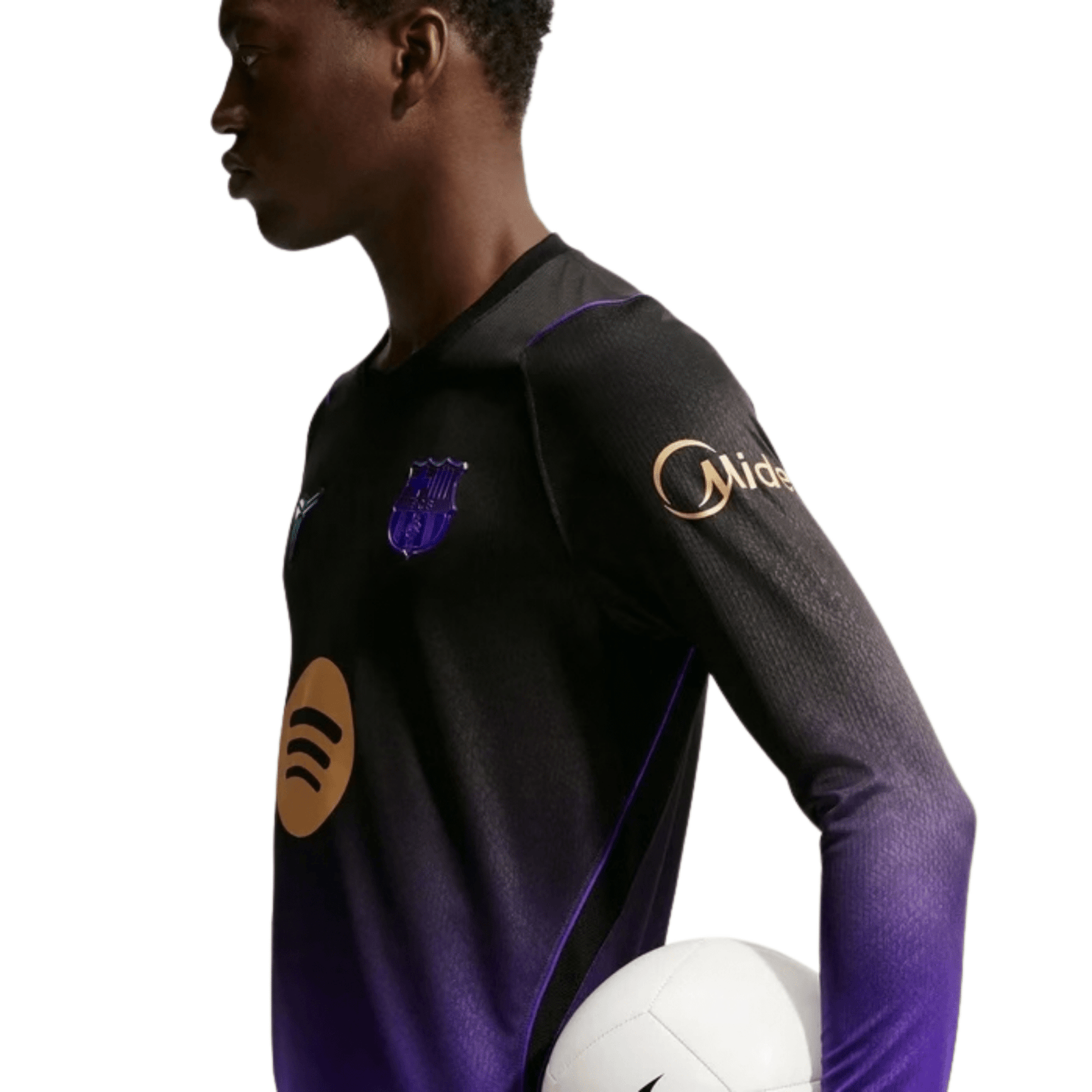 Nike FC Barcelona 26/27 Long Sleeve Away Soccer Jersey (Purple/Metallic Gold) | SoccerWearhouse