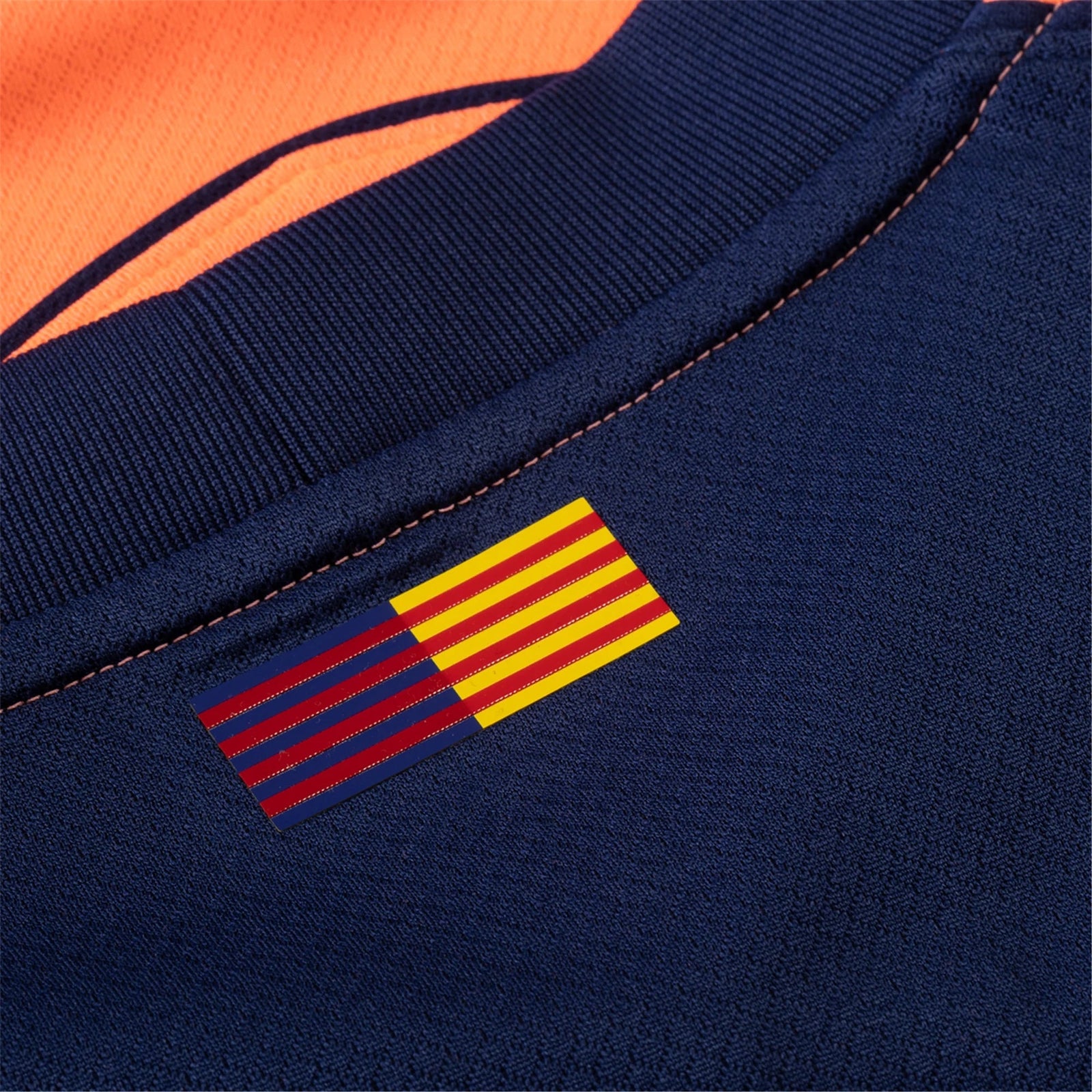 Nike Frenkie De Jong Men's FC Barcelona T90 Third Jersey 25/26 w/ Champions League Patches (Mango/Navy) | SoccerWearhouse