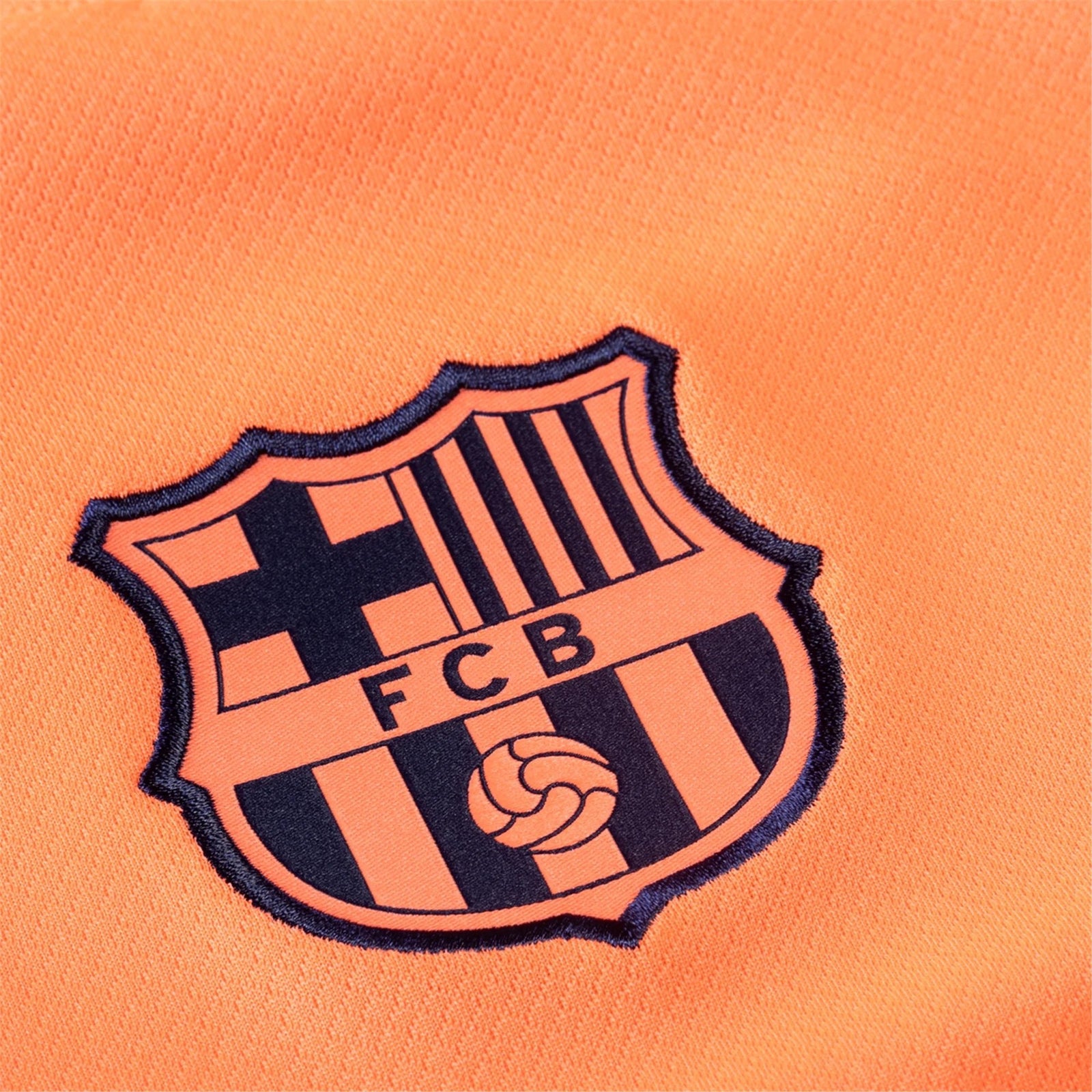 Nike Frenkie De Jong Men's FC Barcelona T90 Third Jersey 25/26 w/ Champions League Patches (Mango/Navy) | SoccerWearhouse