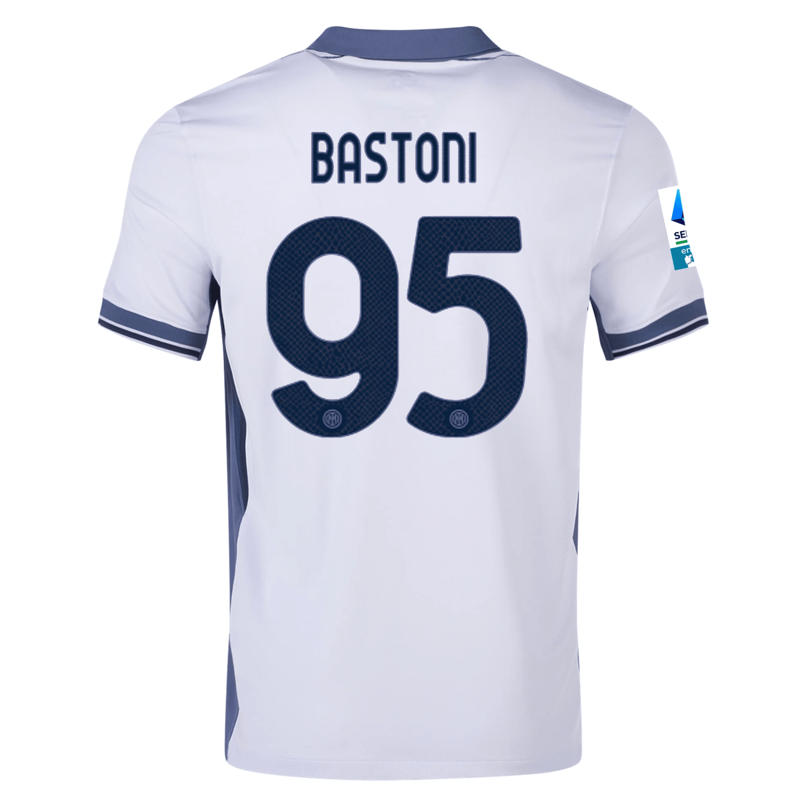 Nike Inter Milan Alessandro Bastoni Away Jersey w/ Serie A + Scudetto Patch 24/25 (Summit White/Iris Whisper) | SoccerWearhouse