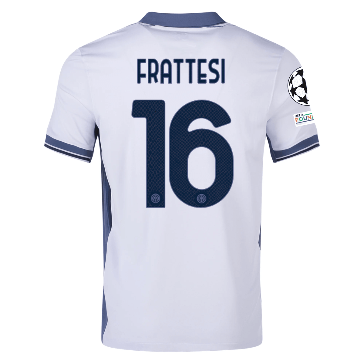 Nike Inter Milan Davide Frattesi Away Jersey w/ Champions League + Scudetto Patch 24/25 (Summit White/Iris Whisper) | SoccerWearhouse