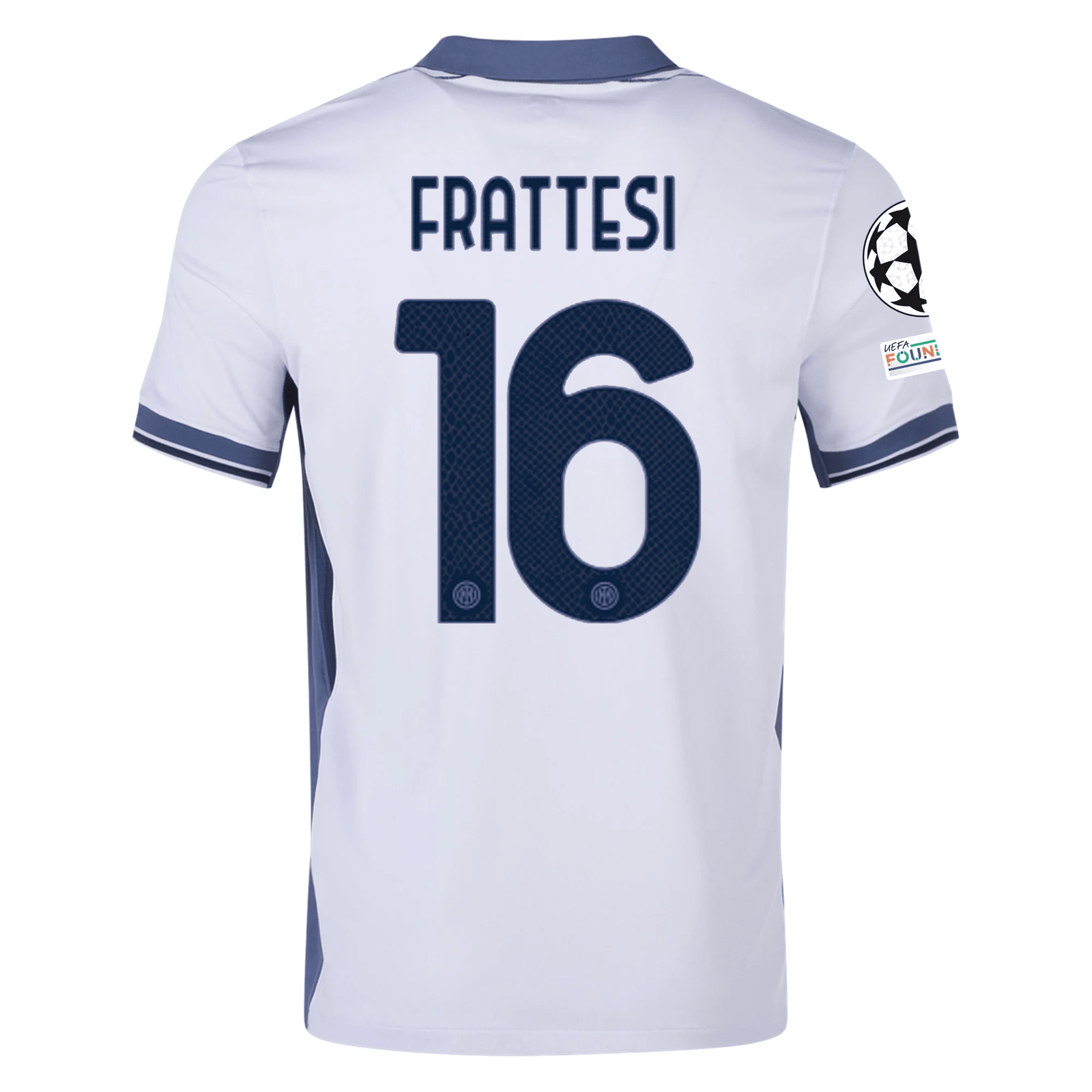 Nike Inter Milan Davide Frattesi Away Jersey w/ Champions League + Scudetto Patch 24/25 (Summit White/Iris Whisper) | SoccerWearhouse