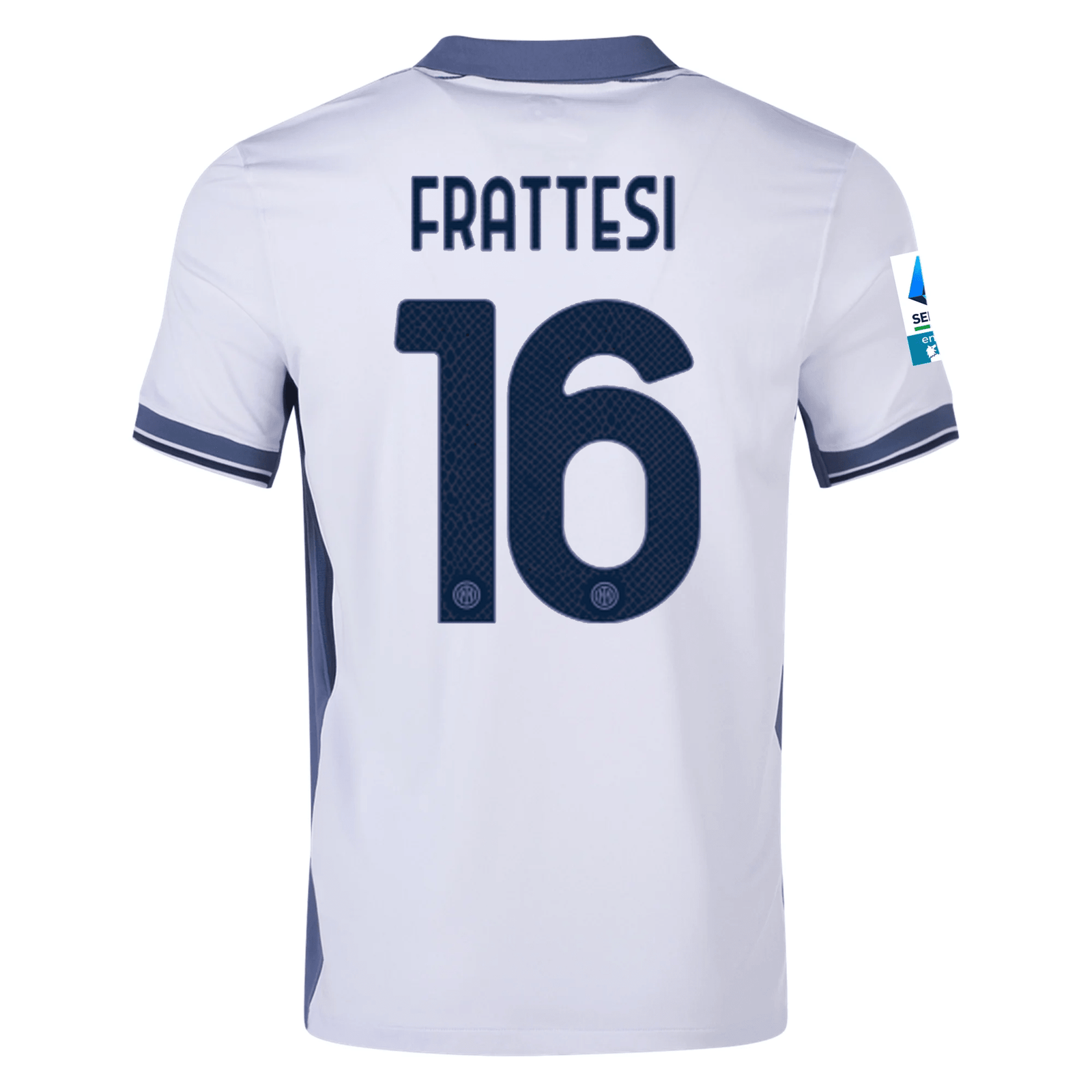 Nike Inter Milan Davide Frattesi Away Jersey w/ Serie A + Scudetto Patch 24/25 (Summit White/Iris Whisper) | SoccerWearhouse