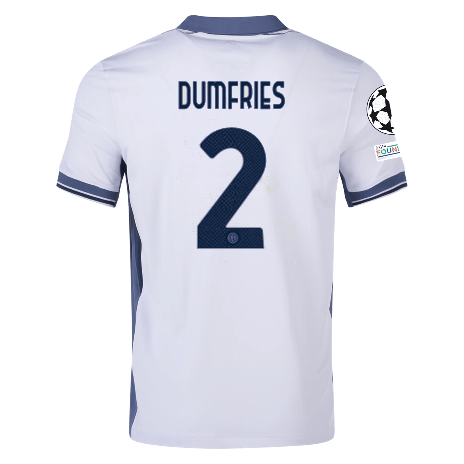 Nike Inter Milan Denzel Dumfries Away Jersey w/ Champions League + Scudetto Patch 24/25 (Summit White/Iris Whisper) | SoccerWearhouse