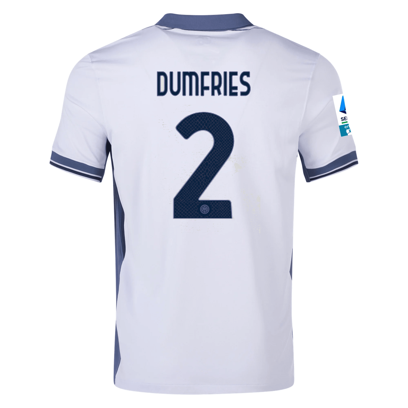 Nike Inter Milan Denzel Dumfries Away Jersey w/ Serie A + Scudetto Patch 24/25 (Summit White/Iris Whisper) | SoccerWearhouse