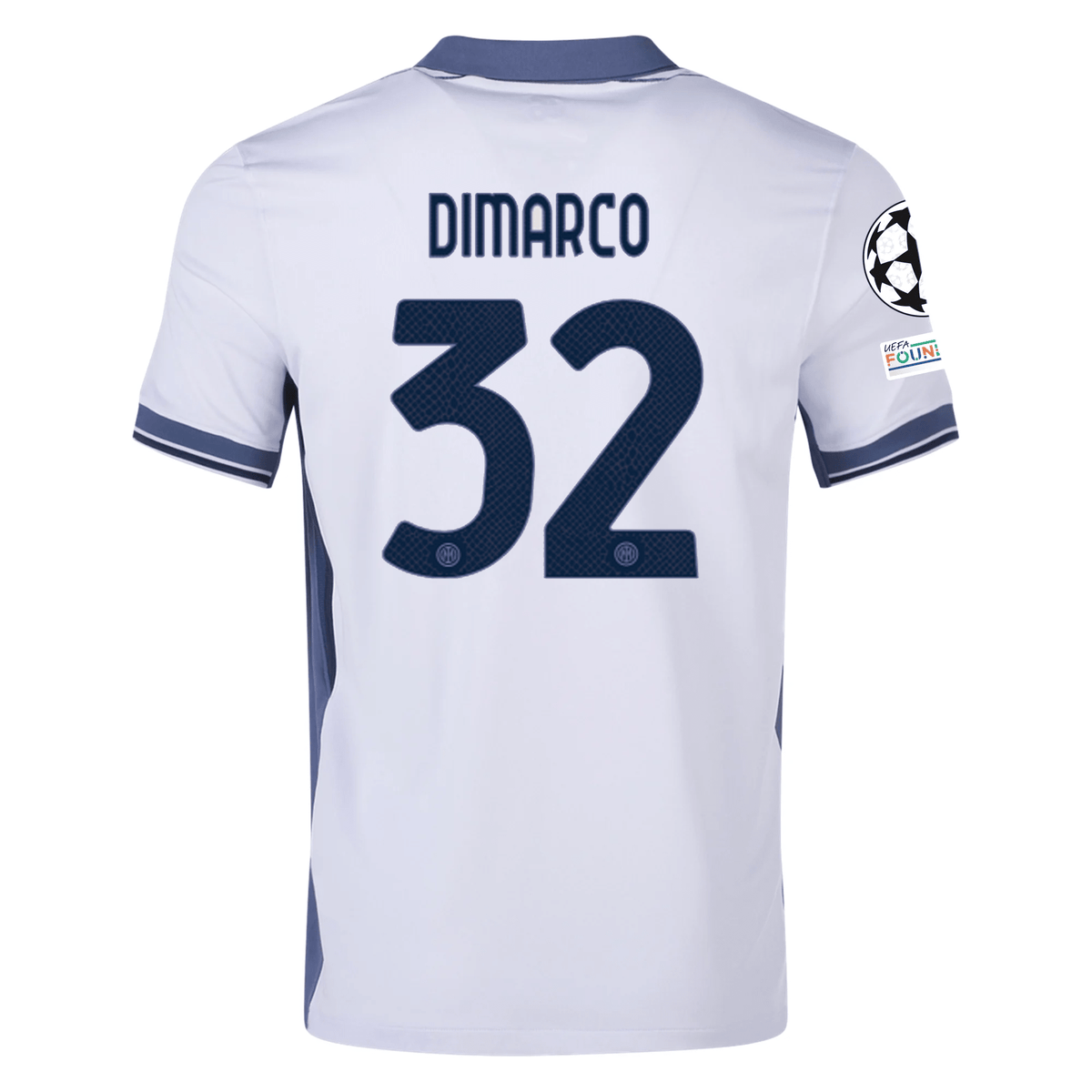 Nike Inter Milan Federico Dimarco Away Jersey w/ Champions League + Scudetto Patch 24/25 (Summit White/Iris Whisper) | SoccerWearhouse