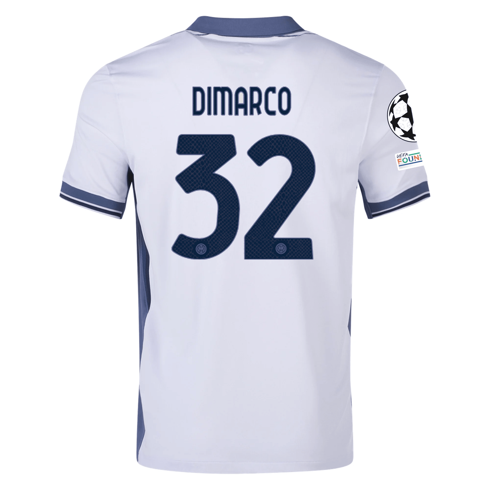 Nike Inter Milan Federico Dimarco Away Jersey w/ Champions League + Scudetto Patch 24/25 (Summit White/Iris Whisper) | SoccerWearhouse