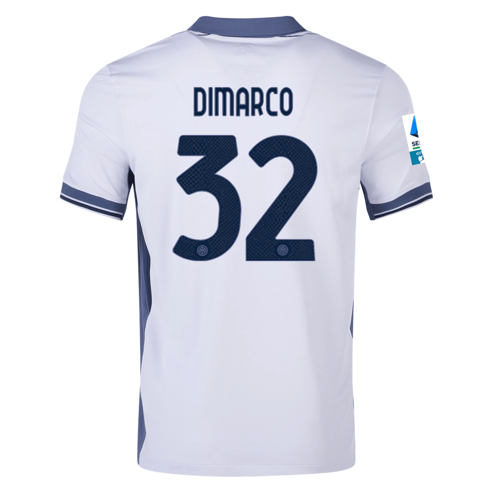 Nike Inter Milan Federico Dimarco Away Jersey w/ Serie A + Scudetto Patch 24/25 (Summit White/Iris Whisper) | SoccerWearhouse
