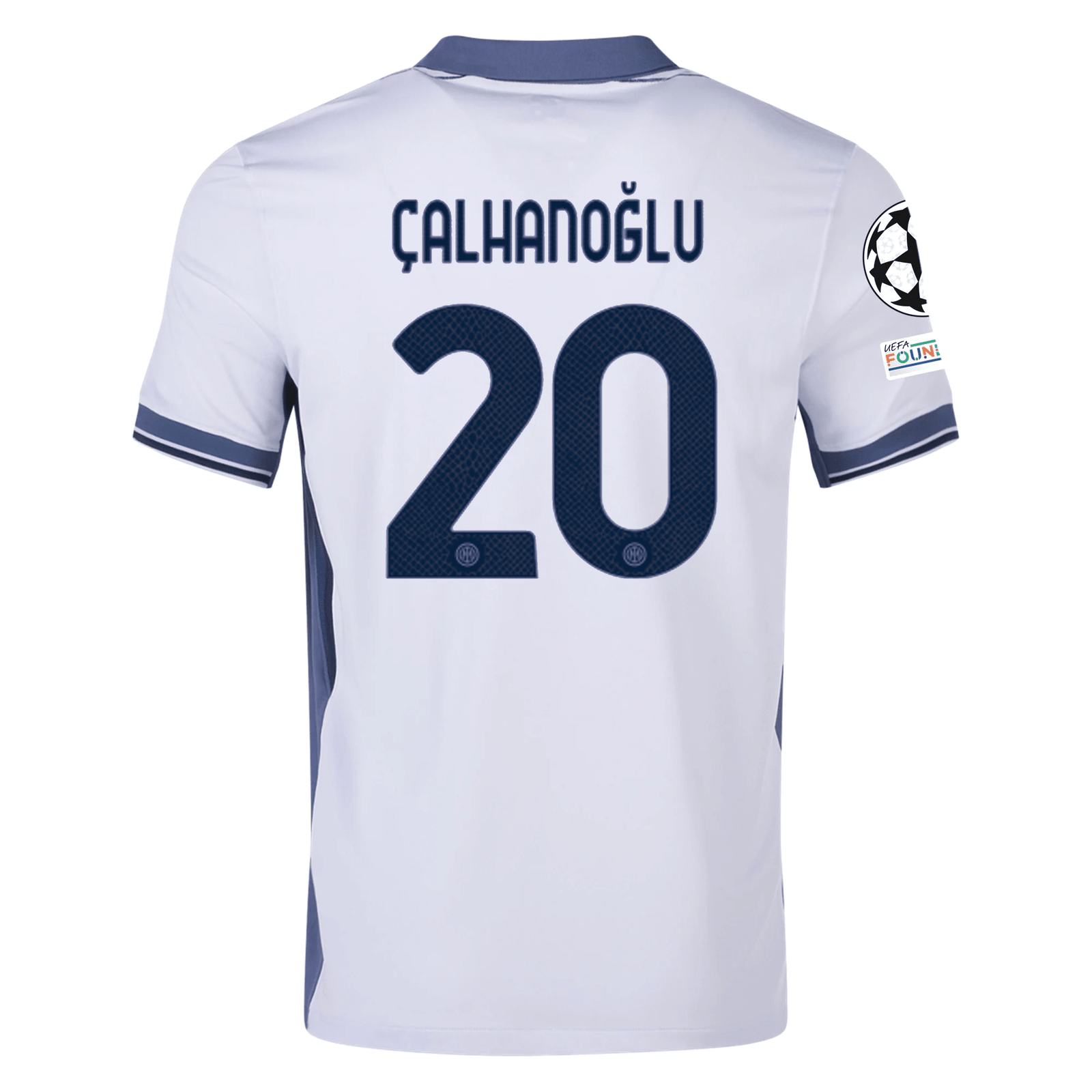 Nike Inter Milan Hakan Çalhanoğlu Away Jersey w/ Champions League + Scudetto Patch 24/25 (Summit White/Iris Whisper) | SoccerWearhouse