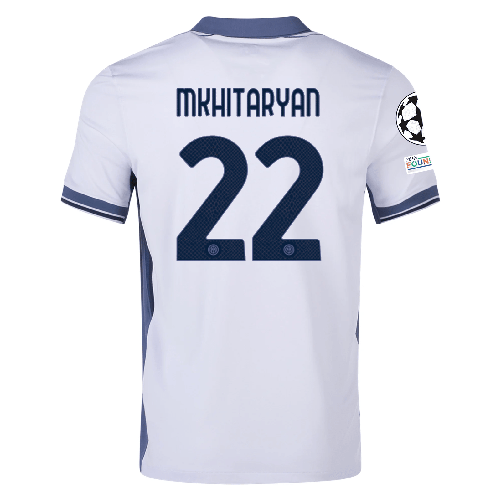 Nike Inter Milan Henrikh Mkhitaryan Away Jersey w/ Champions League + Scudetto Patch 24/25 (Summit White/Iris Whisper) | SoccerWearhouse