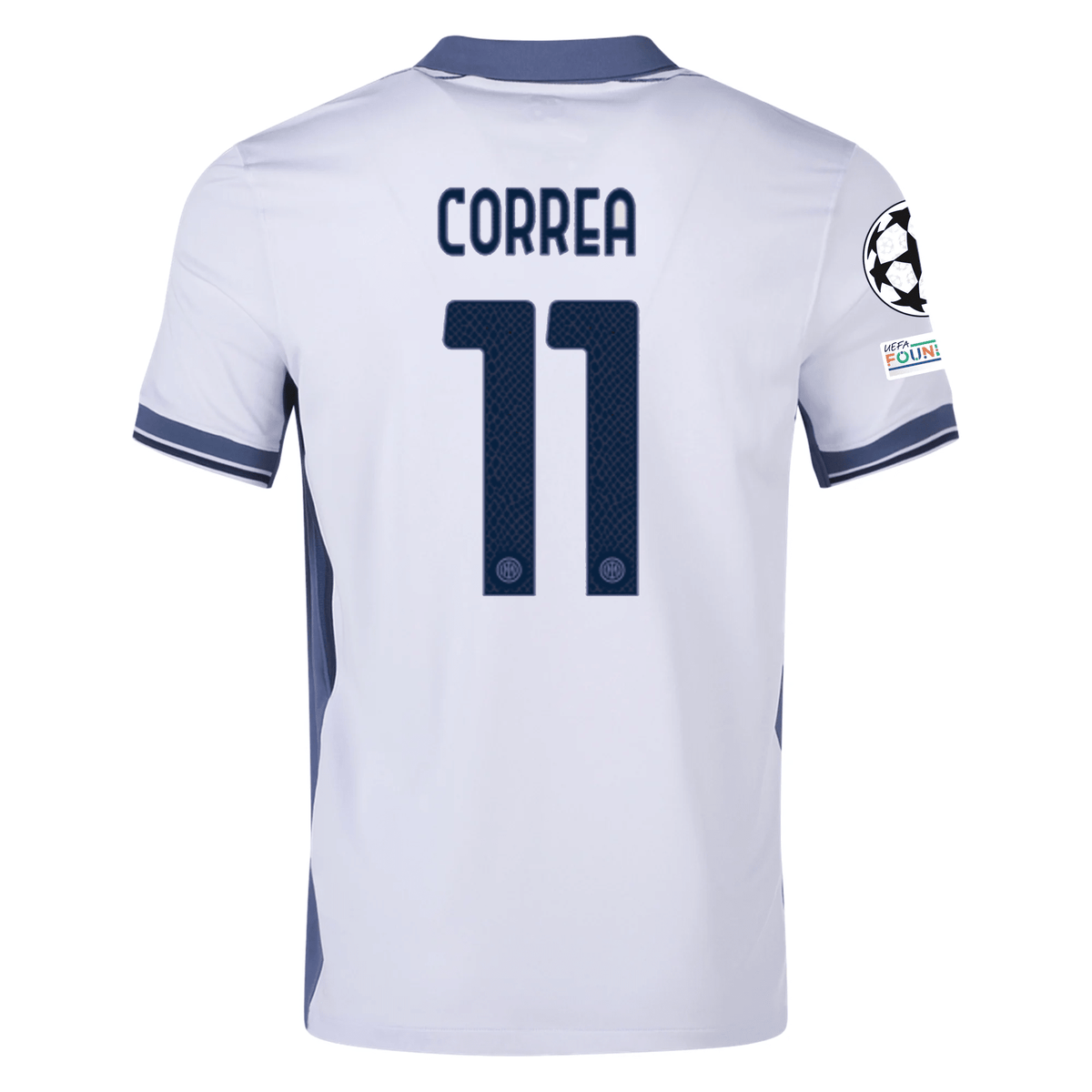 Nike Inter Milan Joaquin Correa Away Jersey w/ Champions League + Scudetto Patch 24/25 (Summit White/Iris Whisper) | SoccerWearhouse