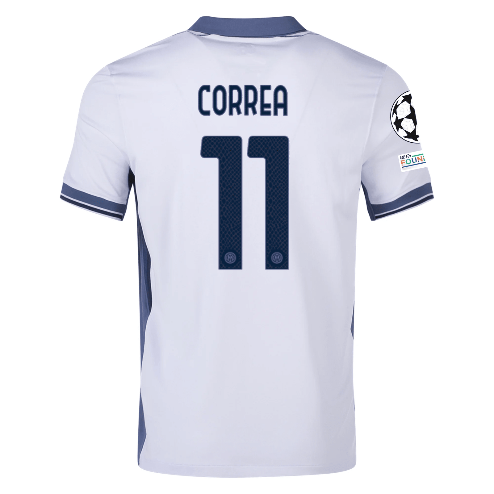 Nike Inter Milan Joaquin Correa Away Jersey w/ Champions League + Scudetto Patch 24/25 (Summit White/Iris Whisper) | SoccerWearhouse
