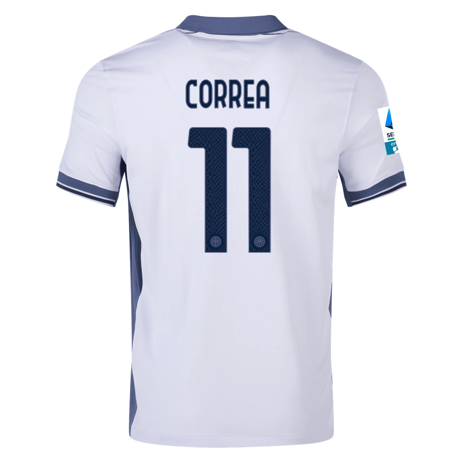 Nike Inter Milan Joaquin Correa Away Jersey w/ Serie A + Scudetto Patch 24/25 (Summit White/Iris Whisper) | SoccerWearhouse