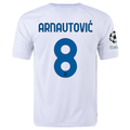 Nike Inter Milan Marco Arnautovic Away Jersey w/ Champions League + Copa Italia Patches 23/24 (White/Lyon Blue)