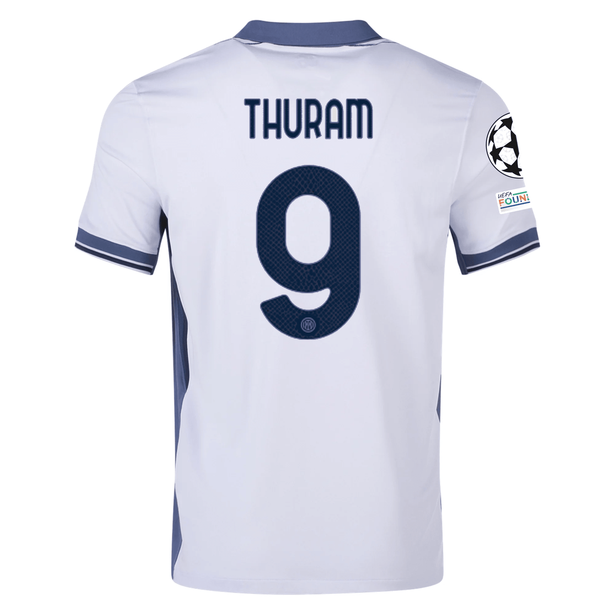 Nike Inter Milan Marcus Thuram Away Jersey w/ Champions League + Scudetto Patch 24/25 (Summit White/Iris Whisper) | SoccerWearhouse