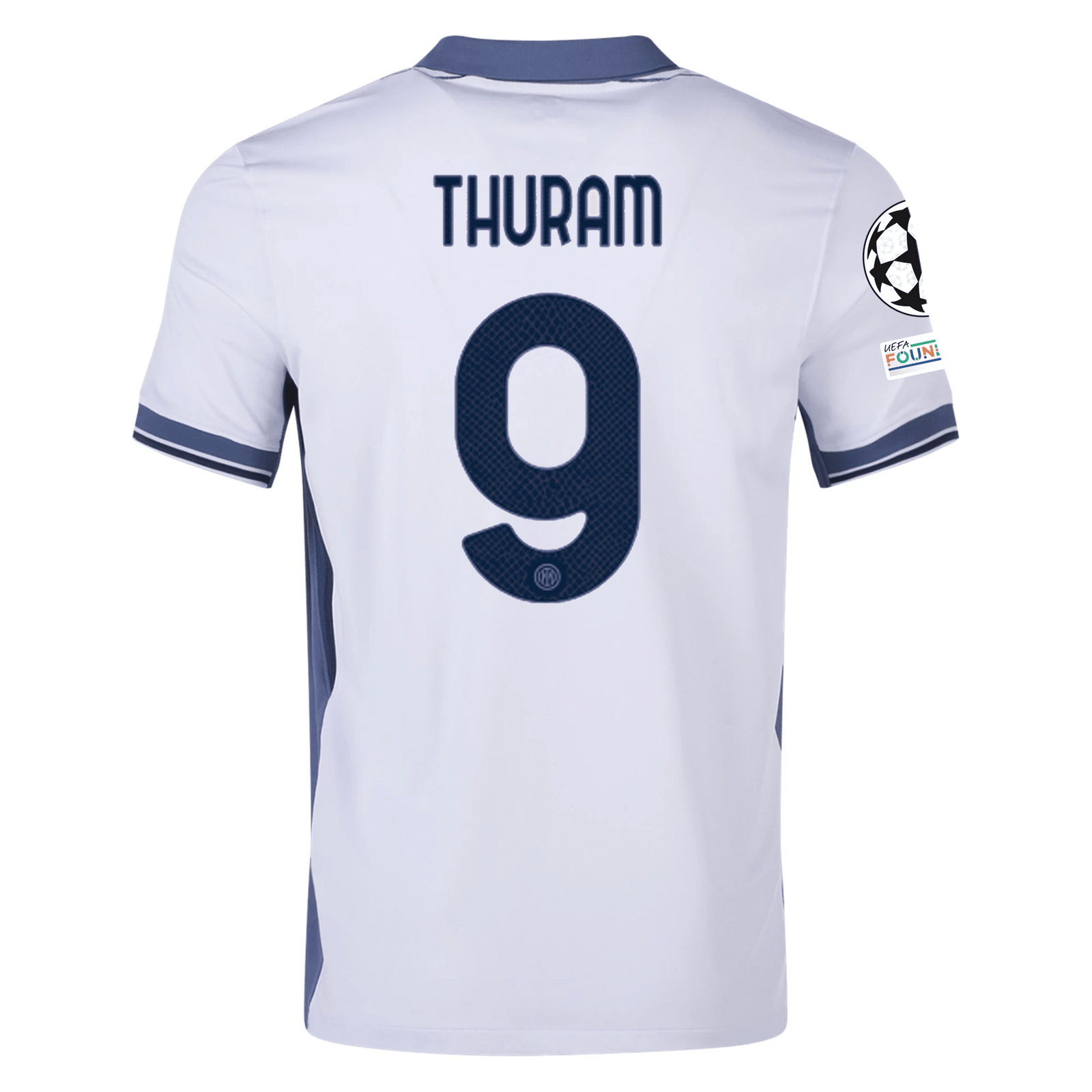 Nike Inter Milan Marcus Thuram Away Jersey w/ Champions League + Scudetto Patch 24/25 (Summit White/Iris Whisper) | SoccerWearhouse