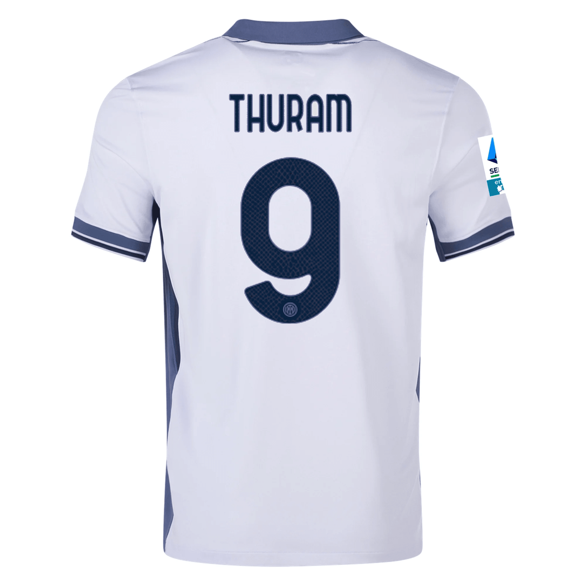 Nike Inter Milan Marcus Thuram Away Jersey w/ Serie A + Scudetto Patch 24/25 (Summit White/Iris Whisper) | SoccerWearhouse