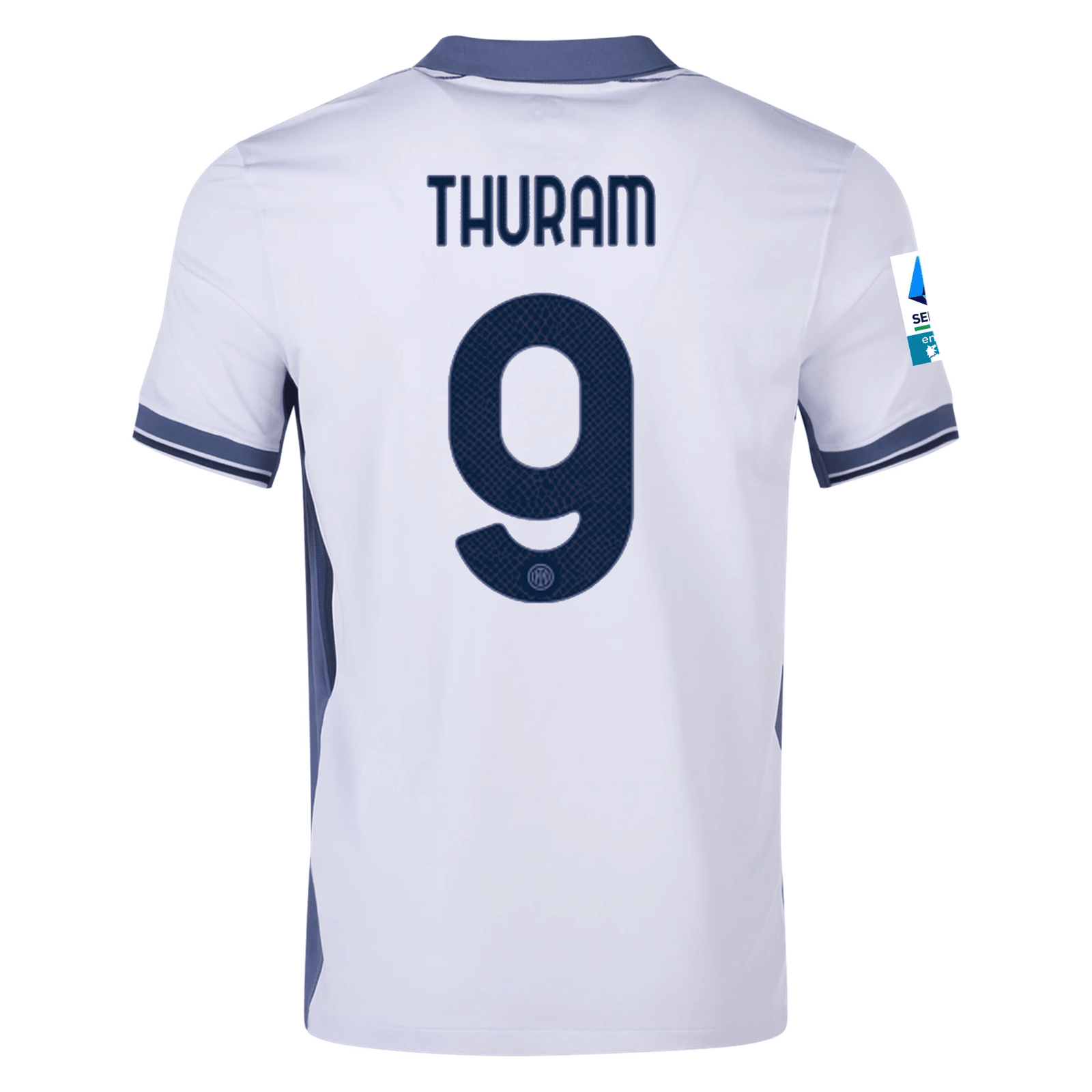 Nike Inter Milan Marcus Thuram Away Jersey w/ Serie A + Scudetto Patch 24/25 (Summit White/Iris Whisper) | SoccerWearhouse
