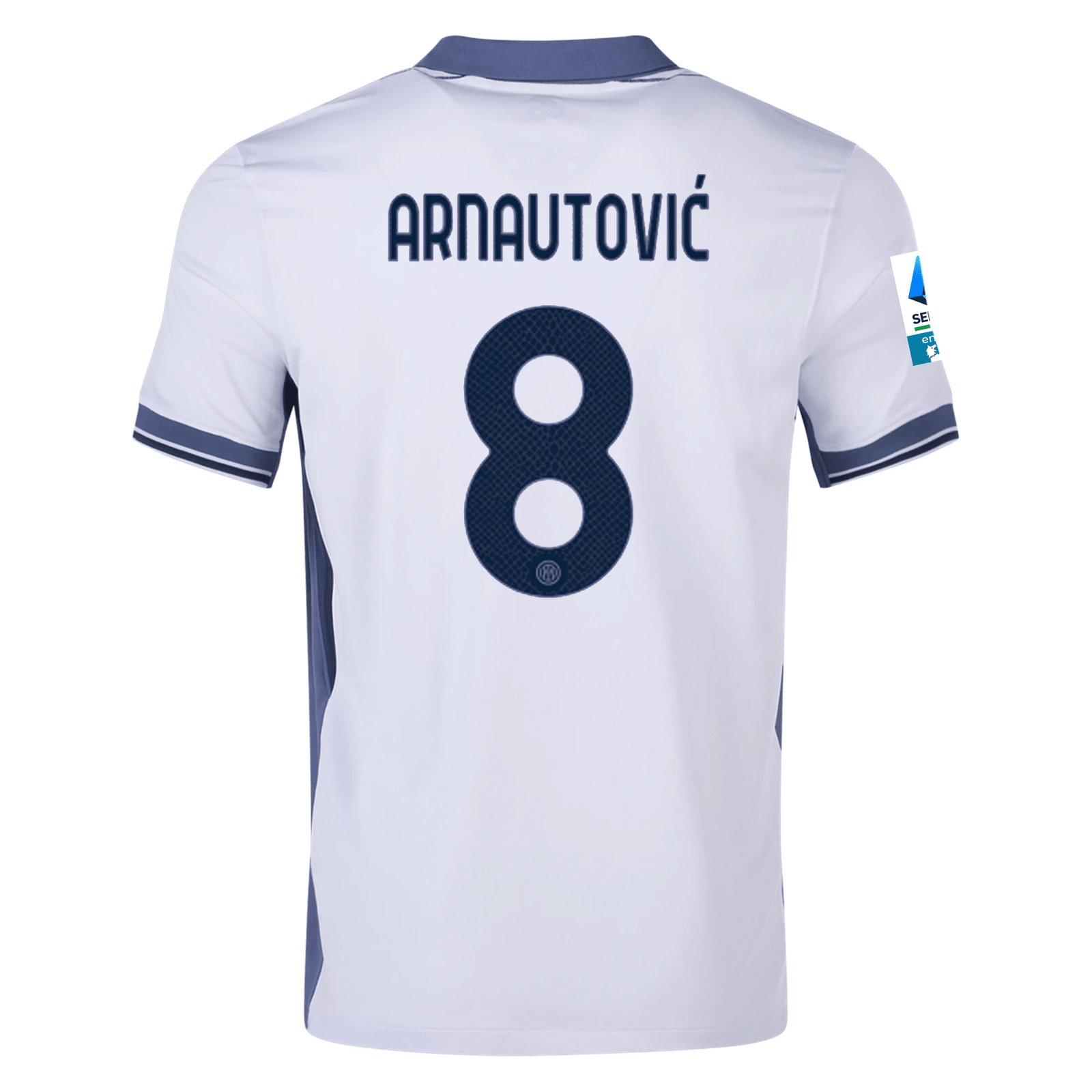 Nike Inter Milan Marko Arnautović Away Jersey w/ Serie A + Scudetto Patch 24/25 (Summit White/Iris Whisper) | SoccerWearhouse