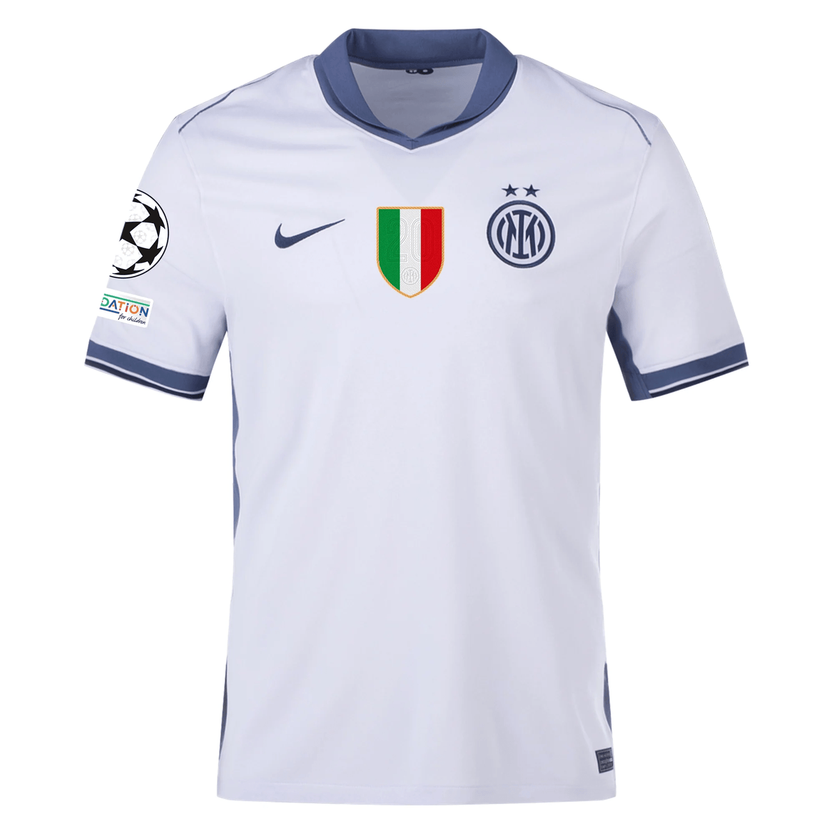 Nike Inter Milan Piotr Zieliński Away Jersey w/ Champions League + Scudetto Patch 24/25 (Summit White/Iris Whisper) | SoccerWearhouse
