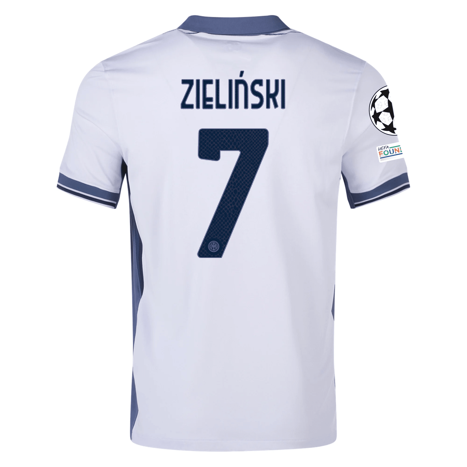 Nike Inter Milan Piotr Zieliński Away Jersey w/ Champions League + Scudetto Patch 24/25 (Summit White/Iris Whisper) | SoccerWearhouse
