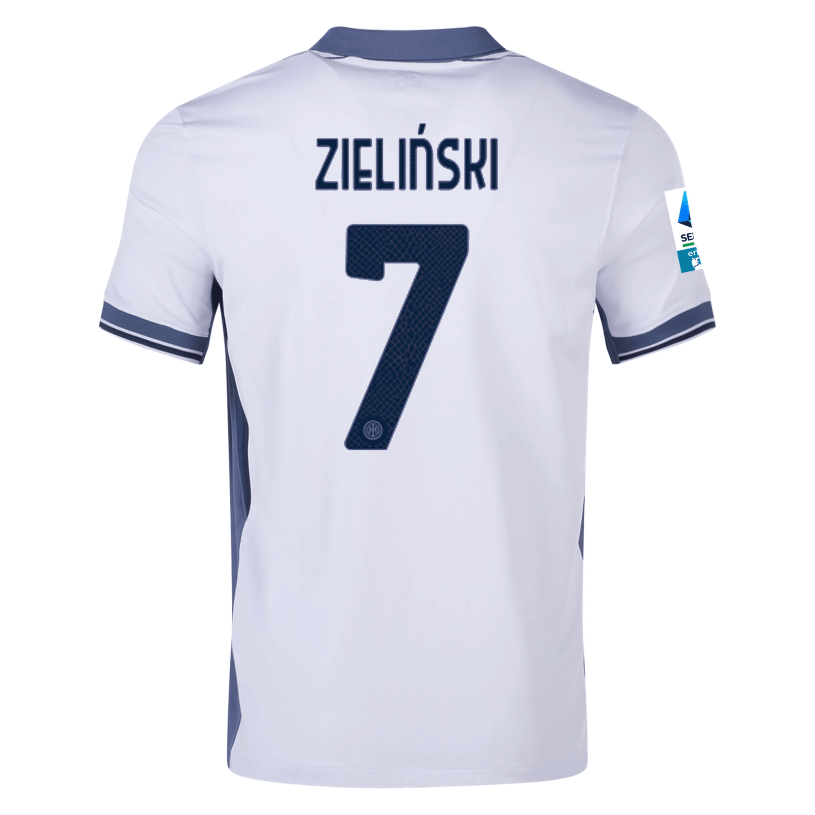 Nike Inter Milan Piotr Zieliński Away Jersey w/ Serie A + Scudetto Patch 24/25 (Summit White/Iris Whisper) | SoccerWearhouse
