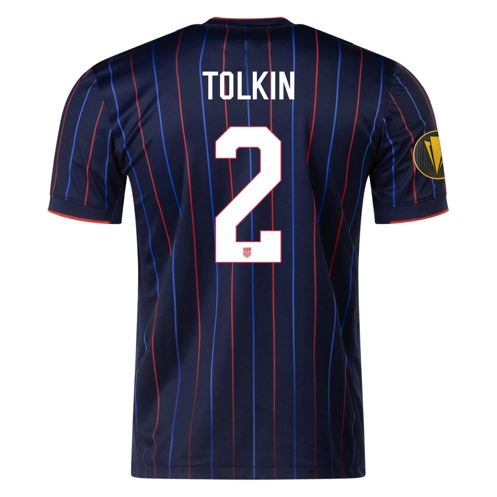Nike John Tolkin United States Away Jersey 25/26 w/ Gold Cup Patch 2025 (Obsidian/Challenge Red) | SoccerWearhouse