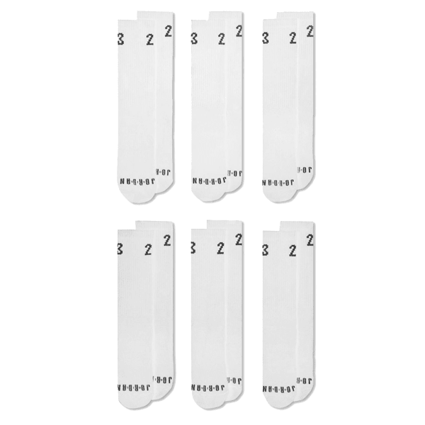 Nike Jordan Essential Crew 6-Pack Crew Socks (White) | SoccerWearhouse